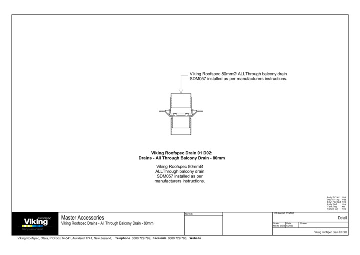 All Through Balcony Drain 80mm Detail