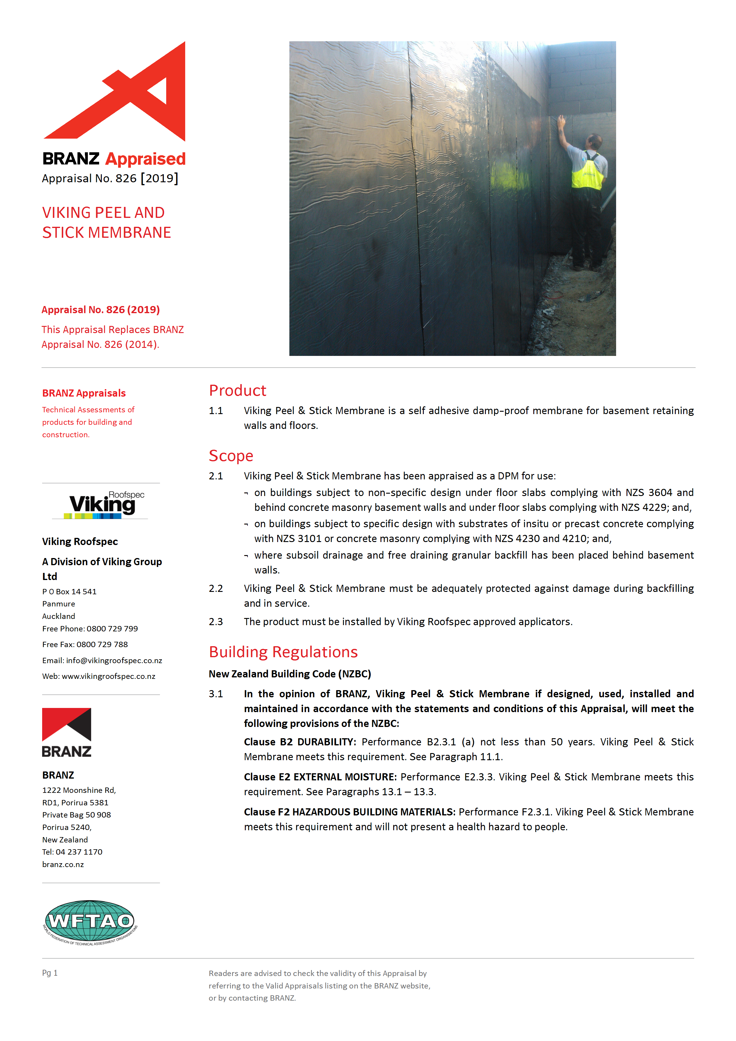 Peel and Stick BRANZ Appraisal