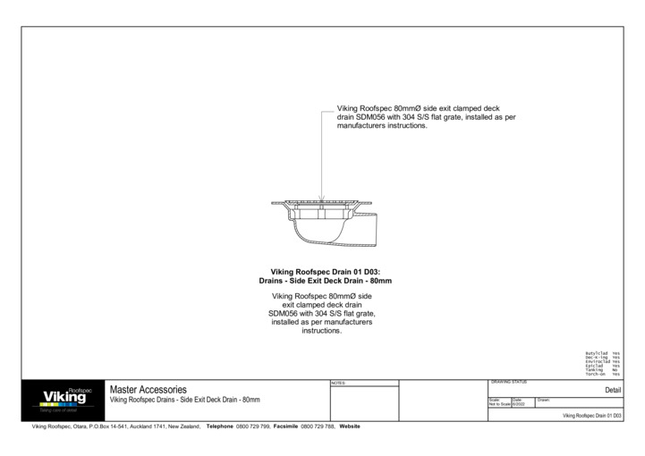 Deck Drain Side Exit SDM056 80mm Detail