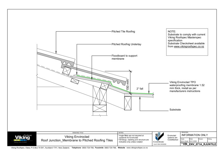 Junction - Membrane to Pitched Roofing Tiles 071a