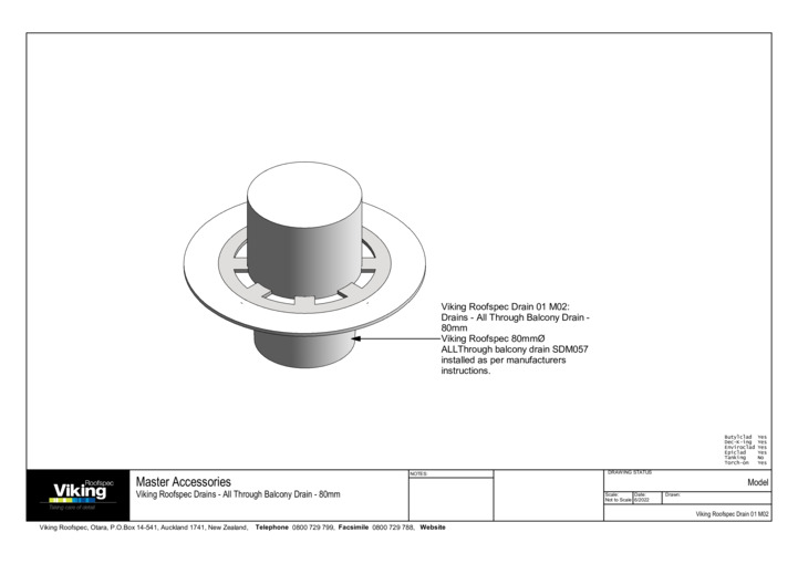 All Through Balcony Drain 80mm Model