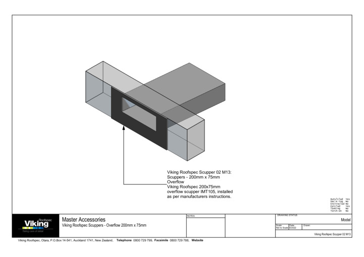 Scupper Overflow 200x75mm Model