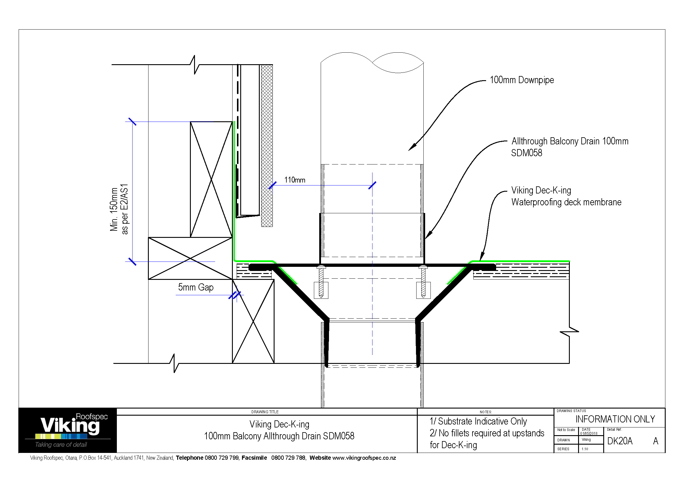 100mm Balcony Drain DK20a