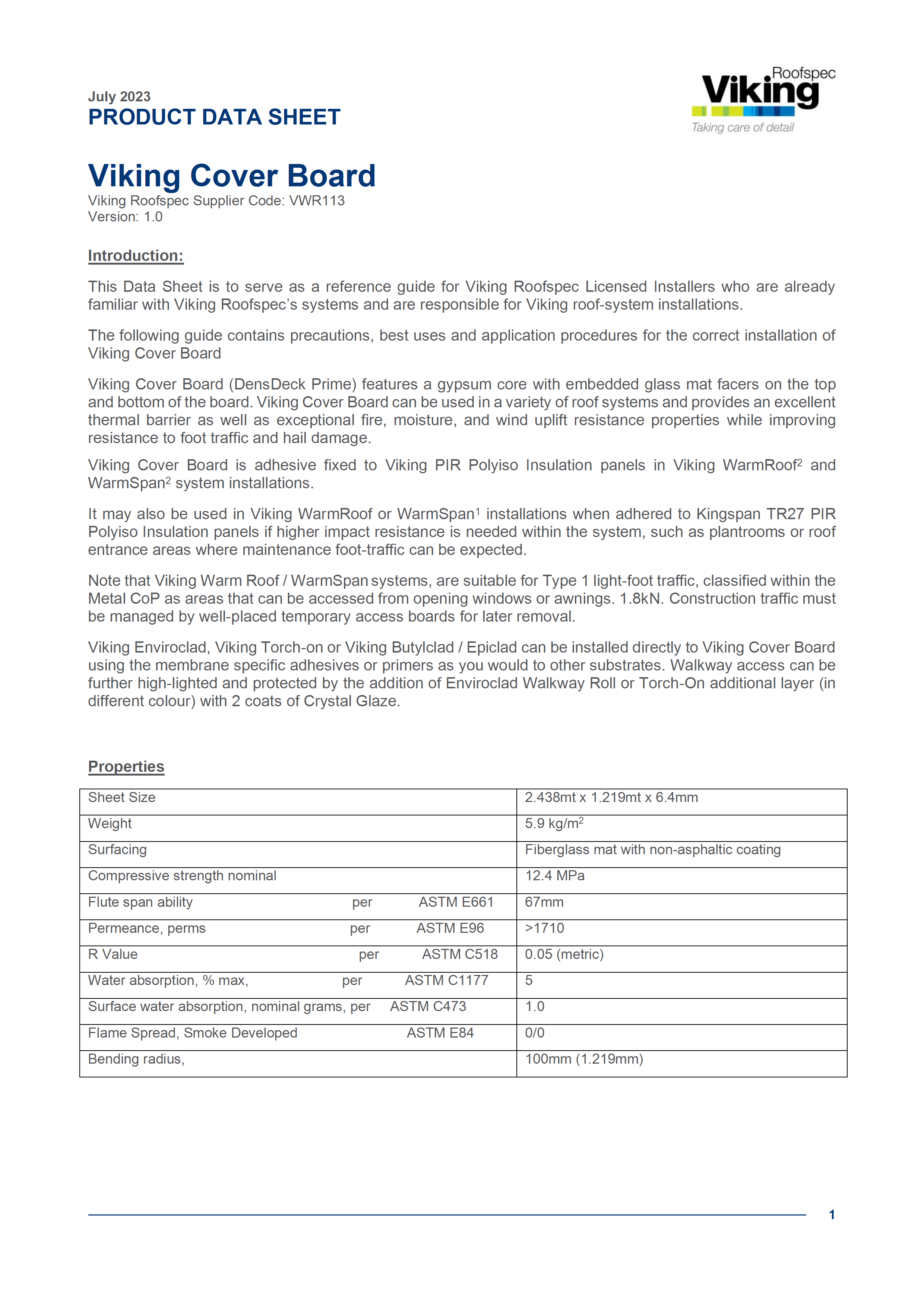 Cover Board - Product Data Sheet