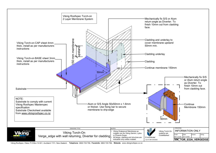 Verge Edge with Wall Returning - Diverter for Cladding 033a