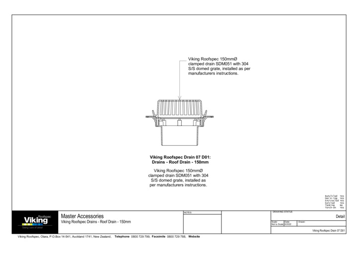 Roof Drain 150mm Detail