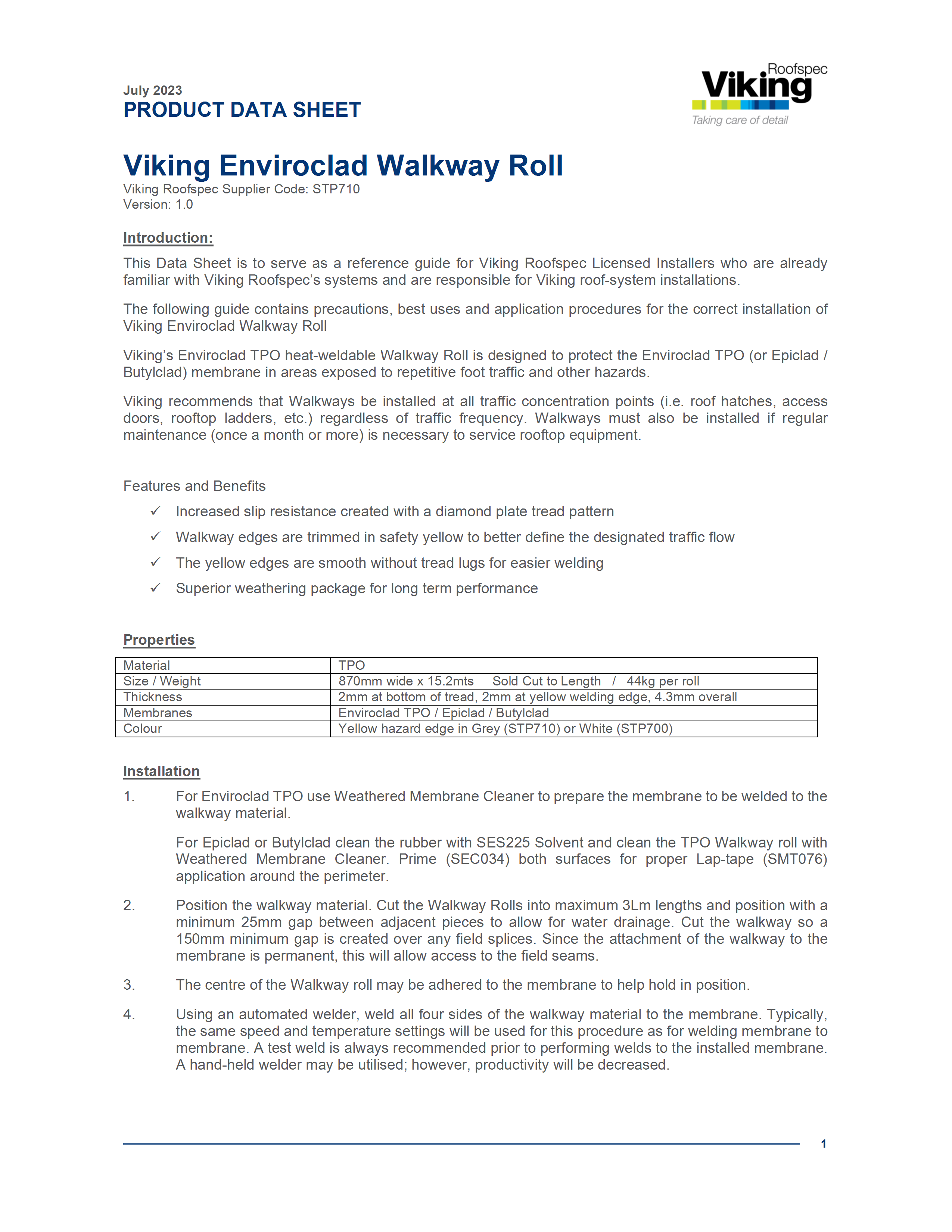Walkway Roll Product Data Sheet 