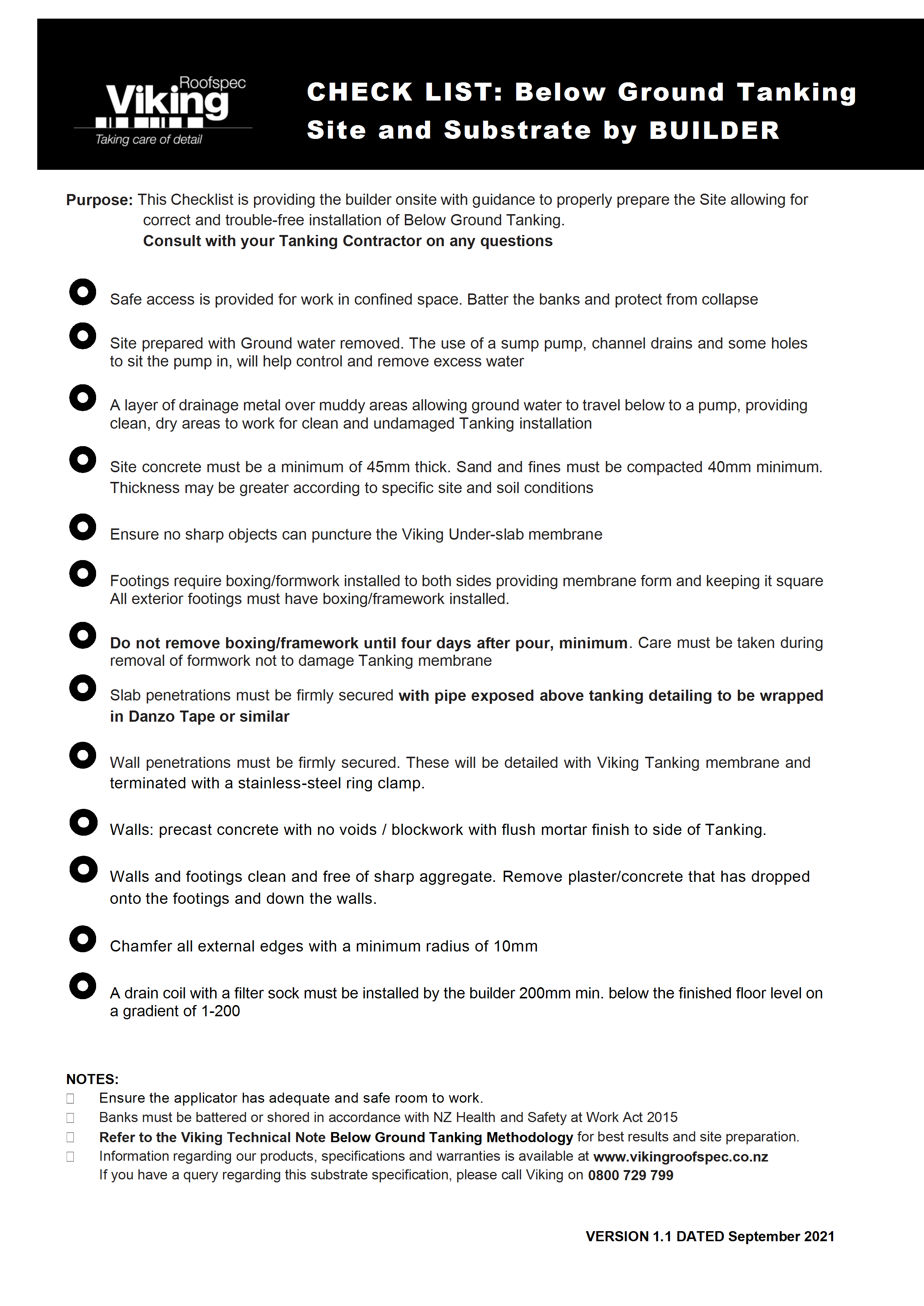 Tanking Checklist - Builder