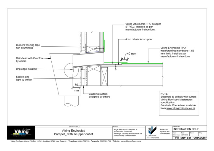Parapet with Scupper Outlet 041