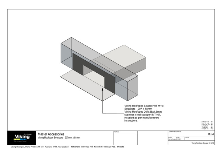 Scupper 207x 88mm SS Model