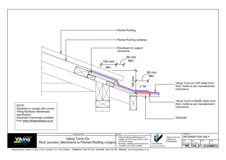 Junction - Membrane to Pitched Roofing Longrun 071