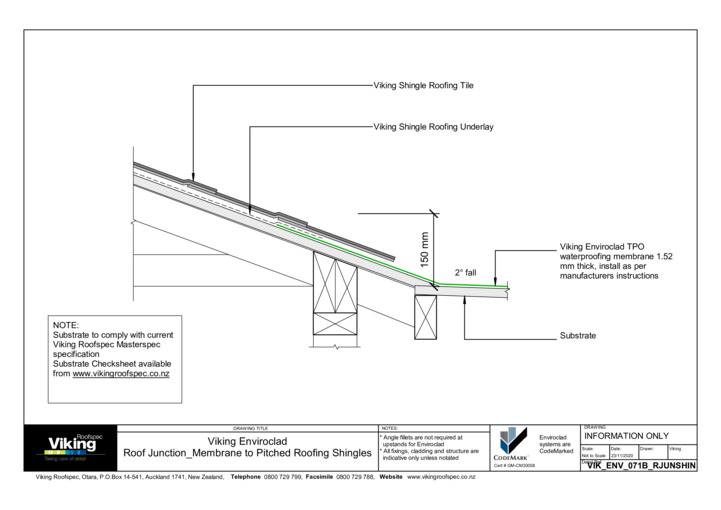 Junction - Membrane to Pitched Roofing Shingles 071b