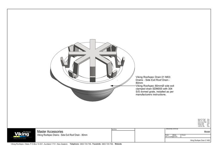 Deck Drain Side Exit 80mm Model