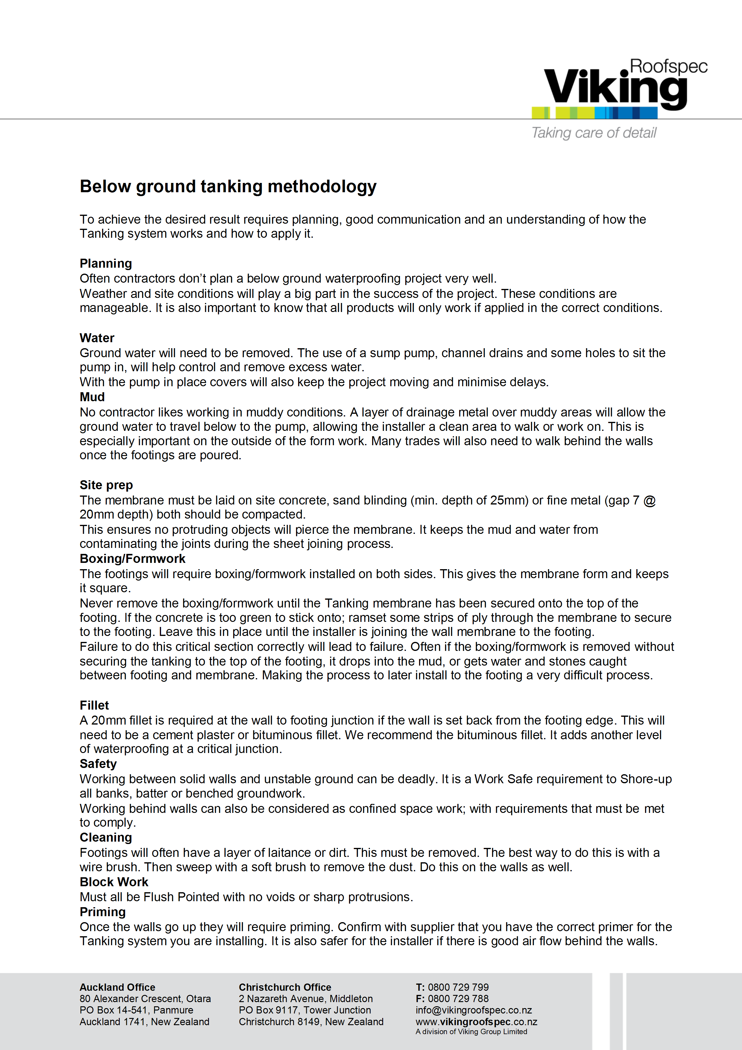 Below-ground Tanking Methodology