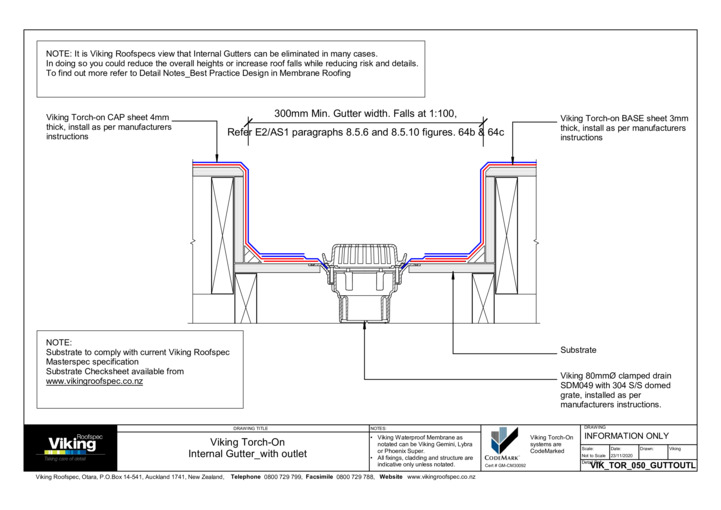 Internal Gutter with Outlet 050