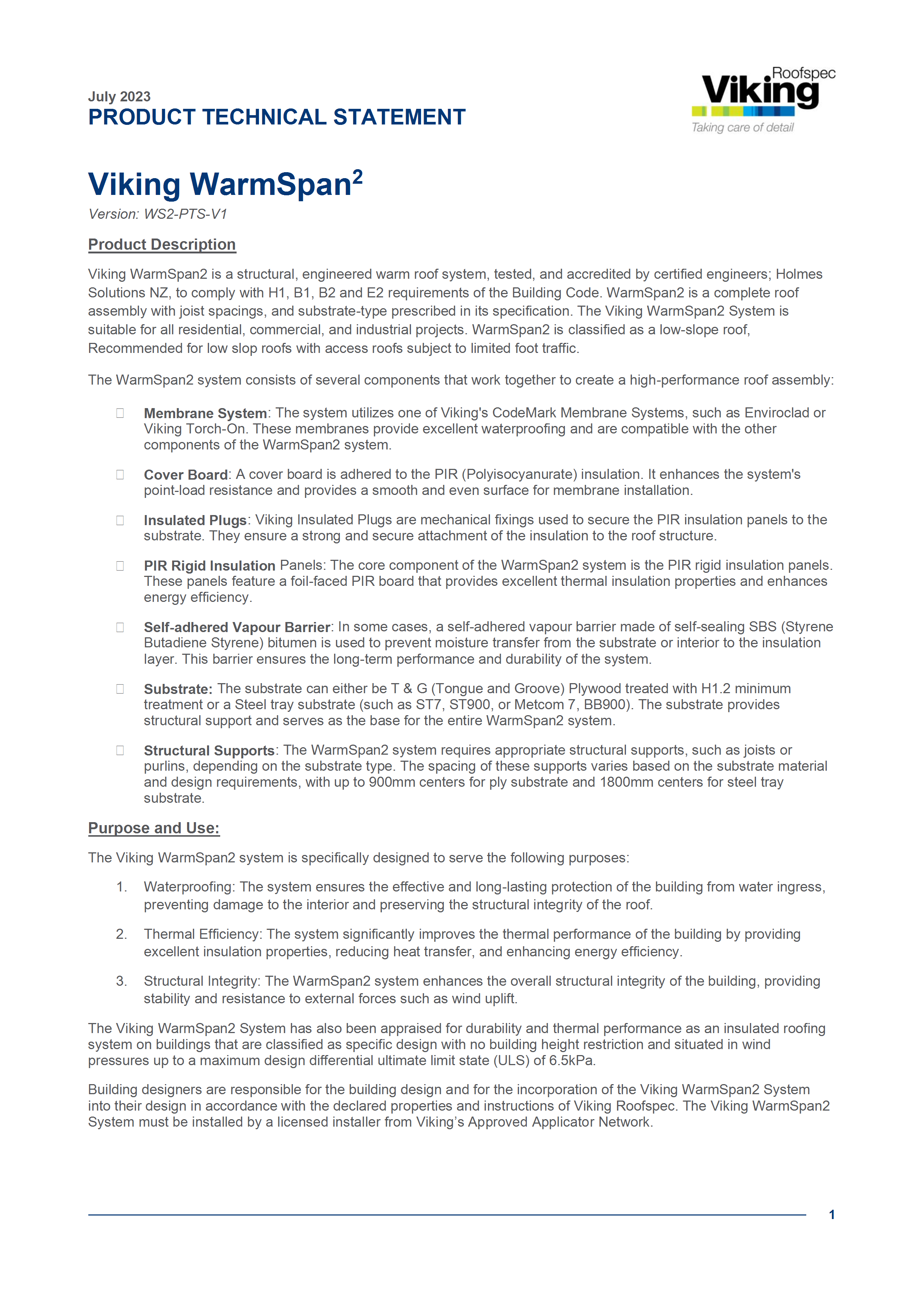 WarmSpan² - Product Technical Statement
