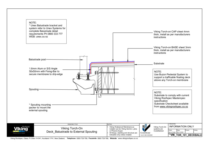 Deck Balustrade to External Spouting 101