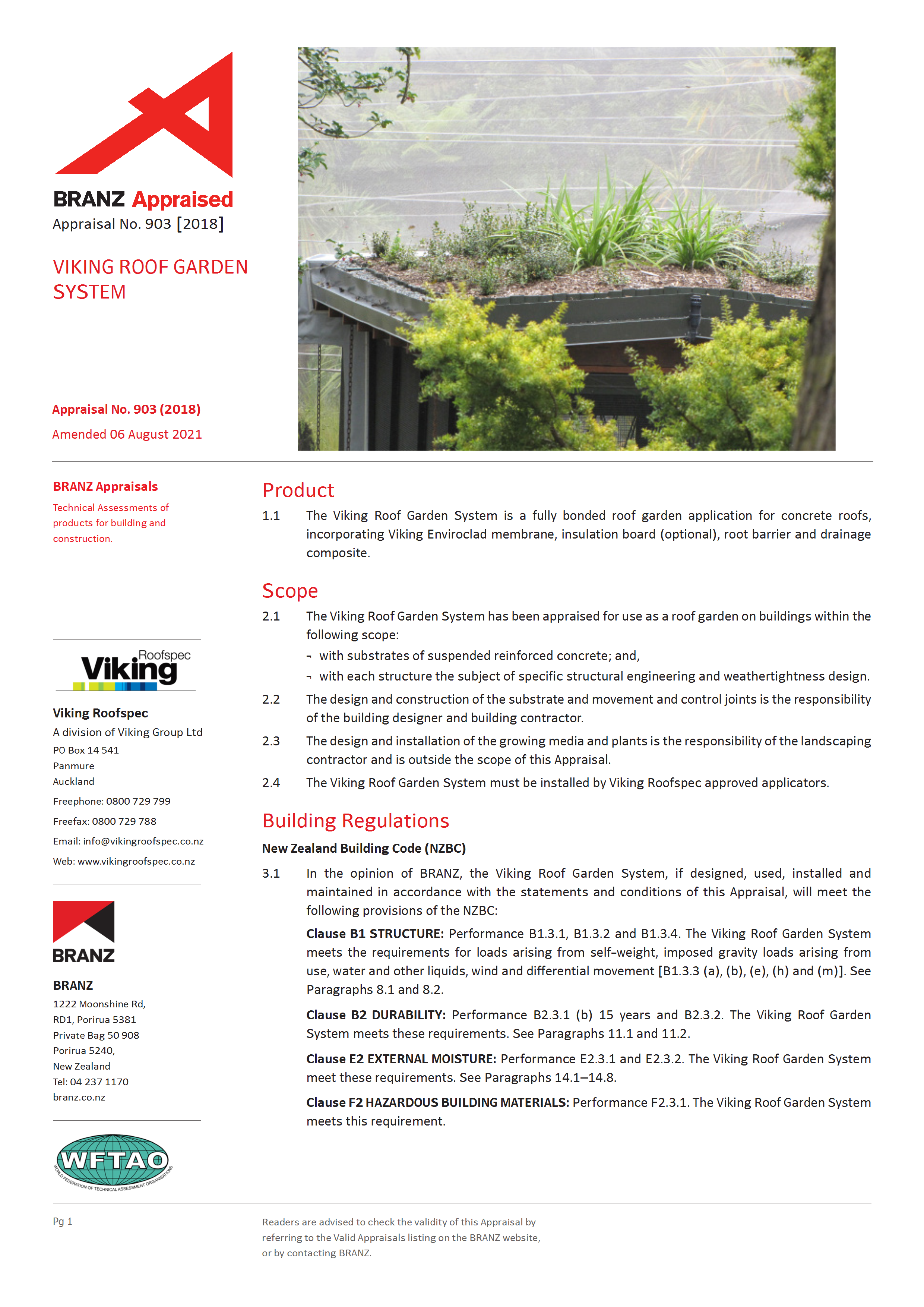 Roof Garden BRANZ Appraisal