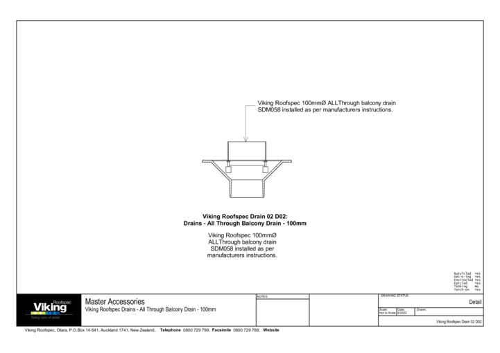 All Through Balcony Drain 100mm Detail
