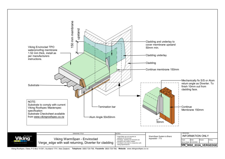 Verge Edge with Wall Returning - Diverter for Cladding 033a