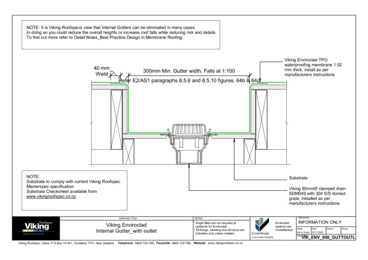 Internal Gutter with Outlet 050