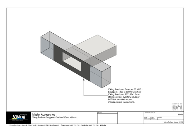 Scupper Overflow 207x88mm SS Model 