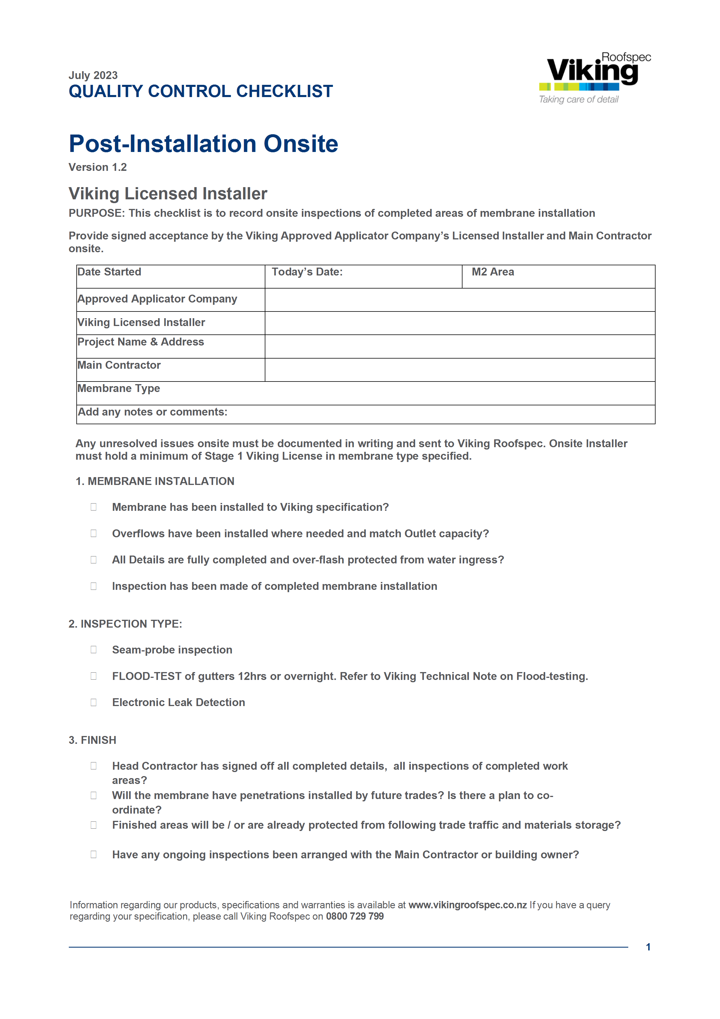 Post-Installation Checklist