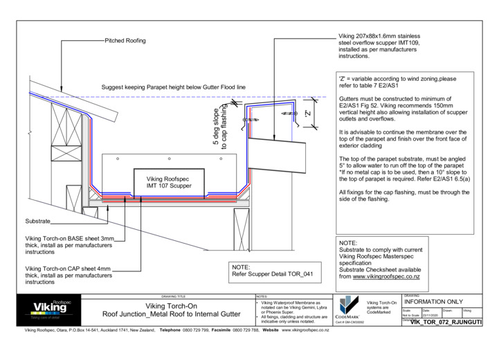 Junction - Metal Roof to Internal Gutter 072