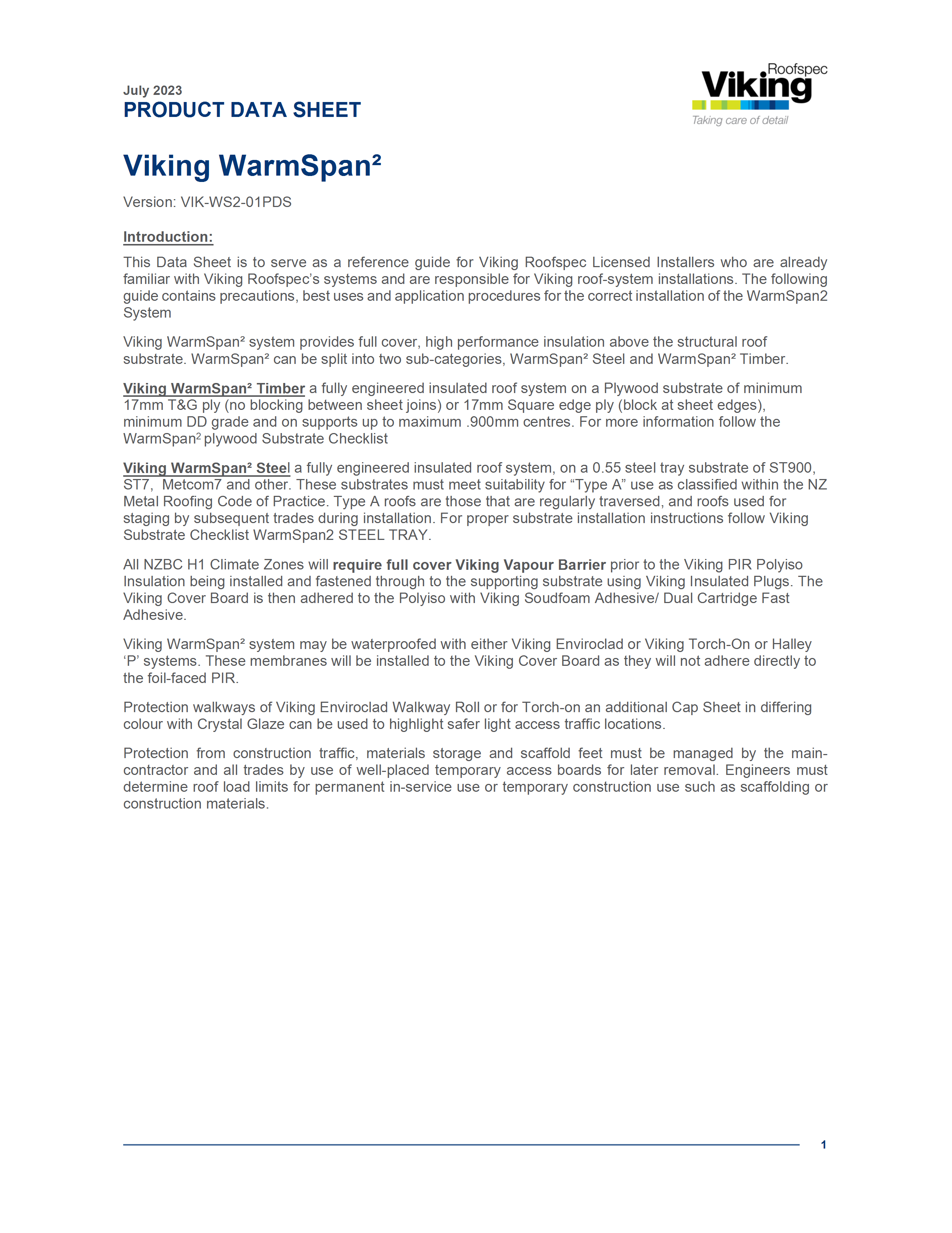 WarmSpan² - Product Data Sheet