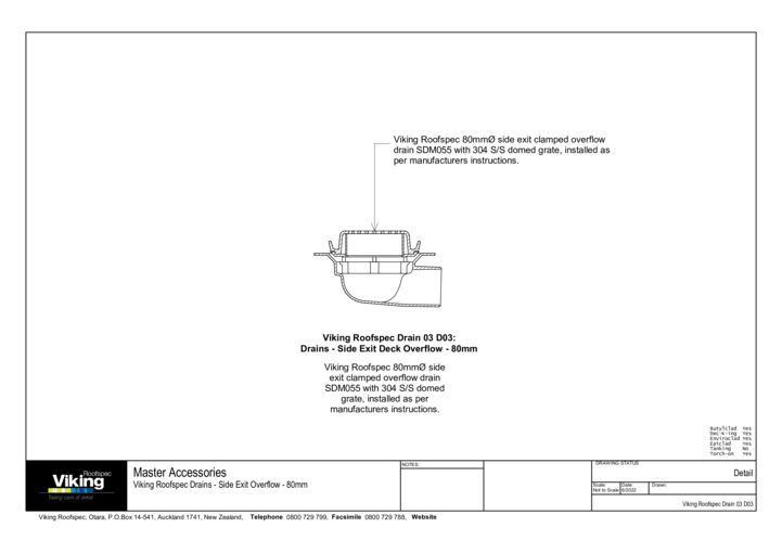 Roof Overflow Side Exit 80mm Detail