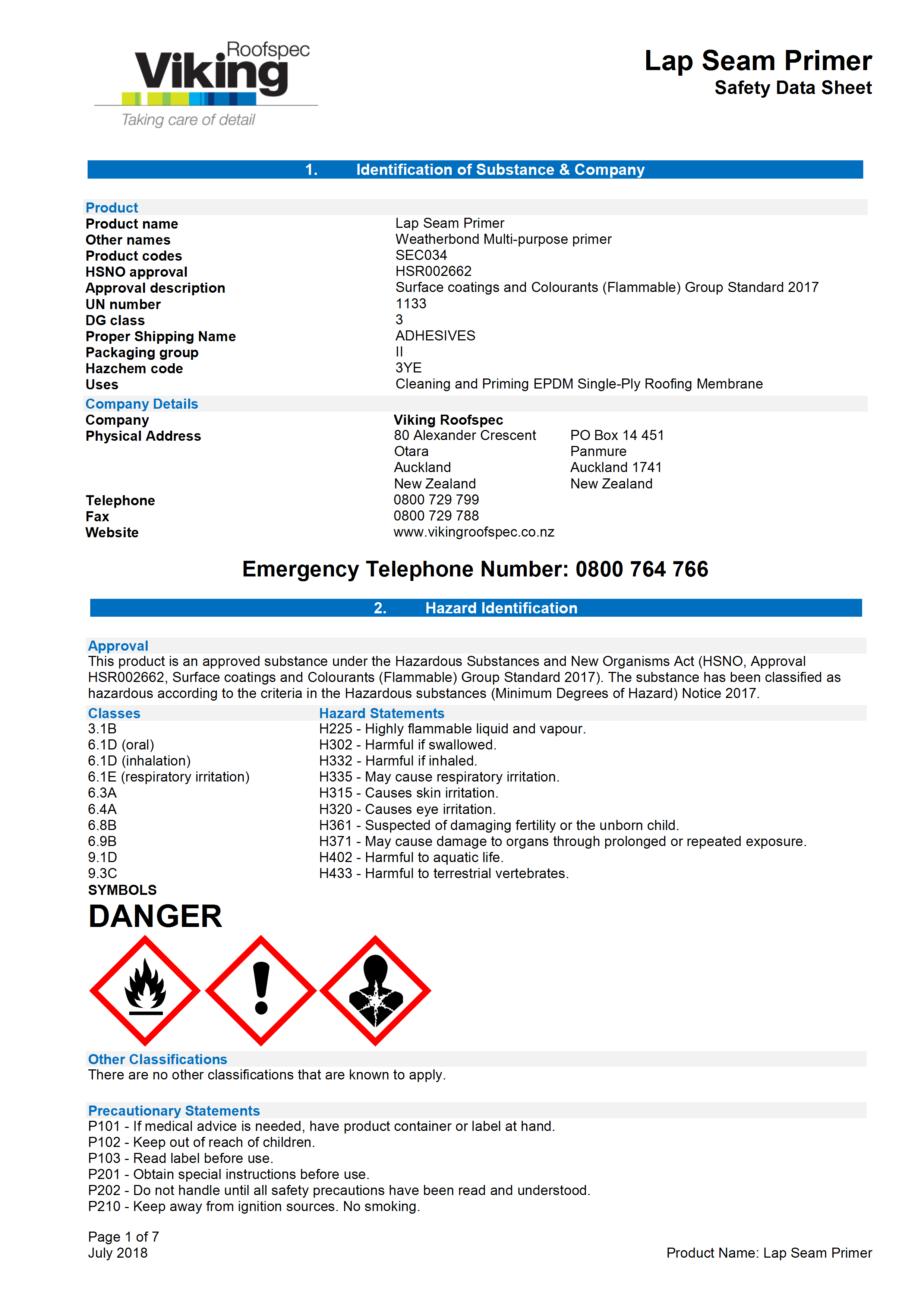 Weatherbond Multi-Purpose Primer MSDS