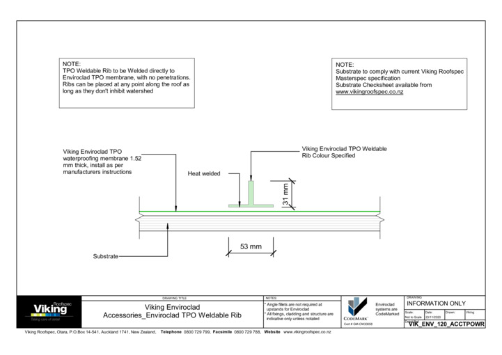 Accessories Enviroclad TPO Weldable Rib 120