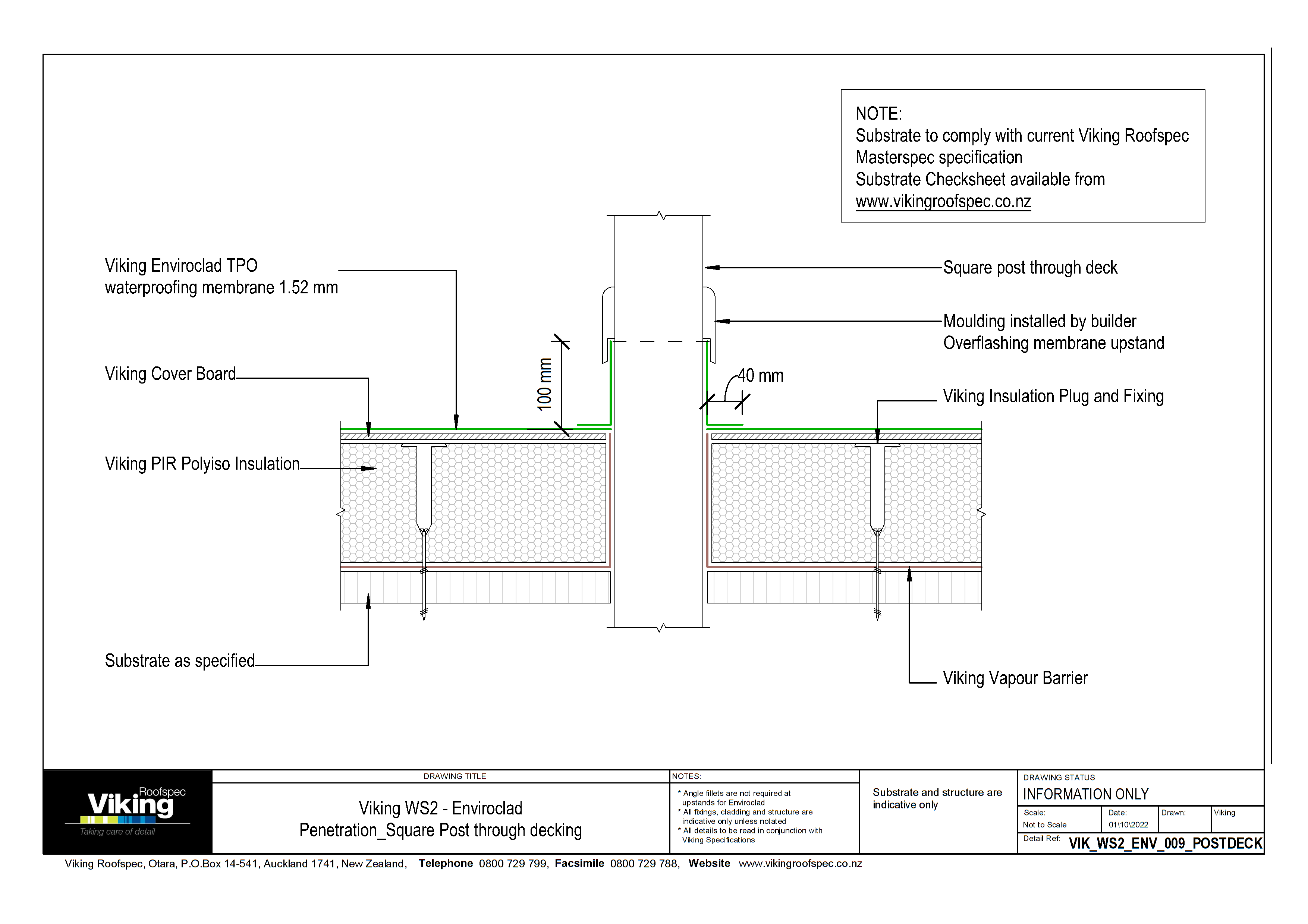 Square Post through Decking 009