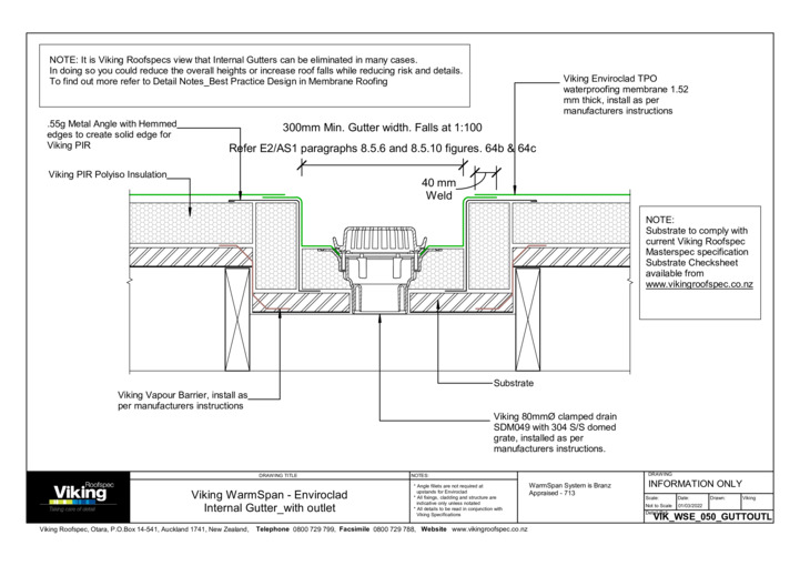 Internal Gutter with Outlet 050