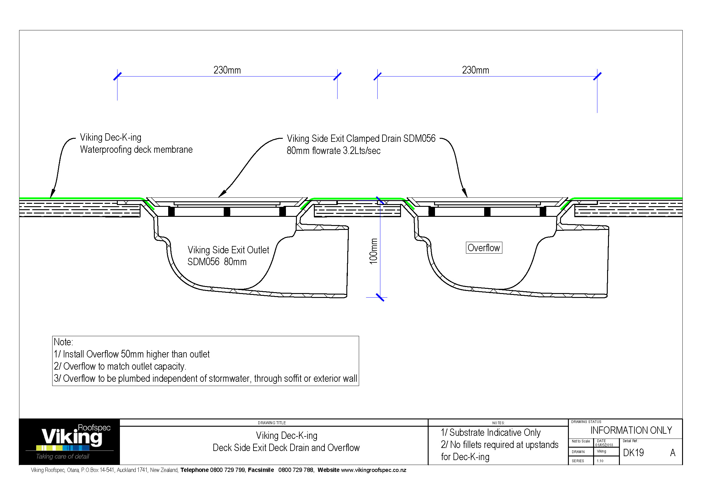 Side Exit Deck Drain & Overflow DK19